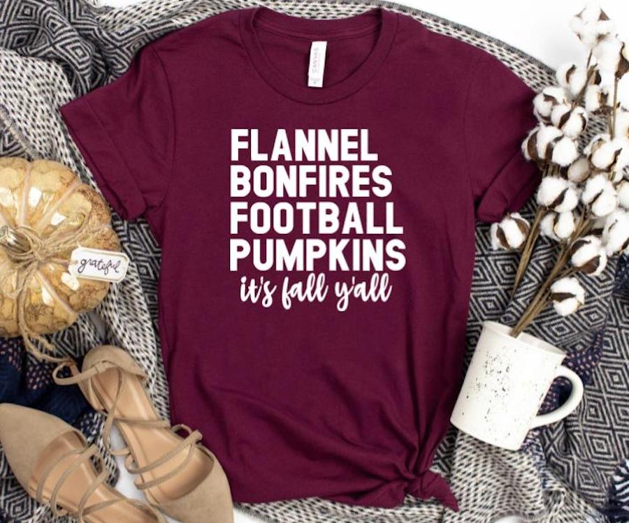 Flannels Bonfires Football Tee