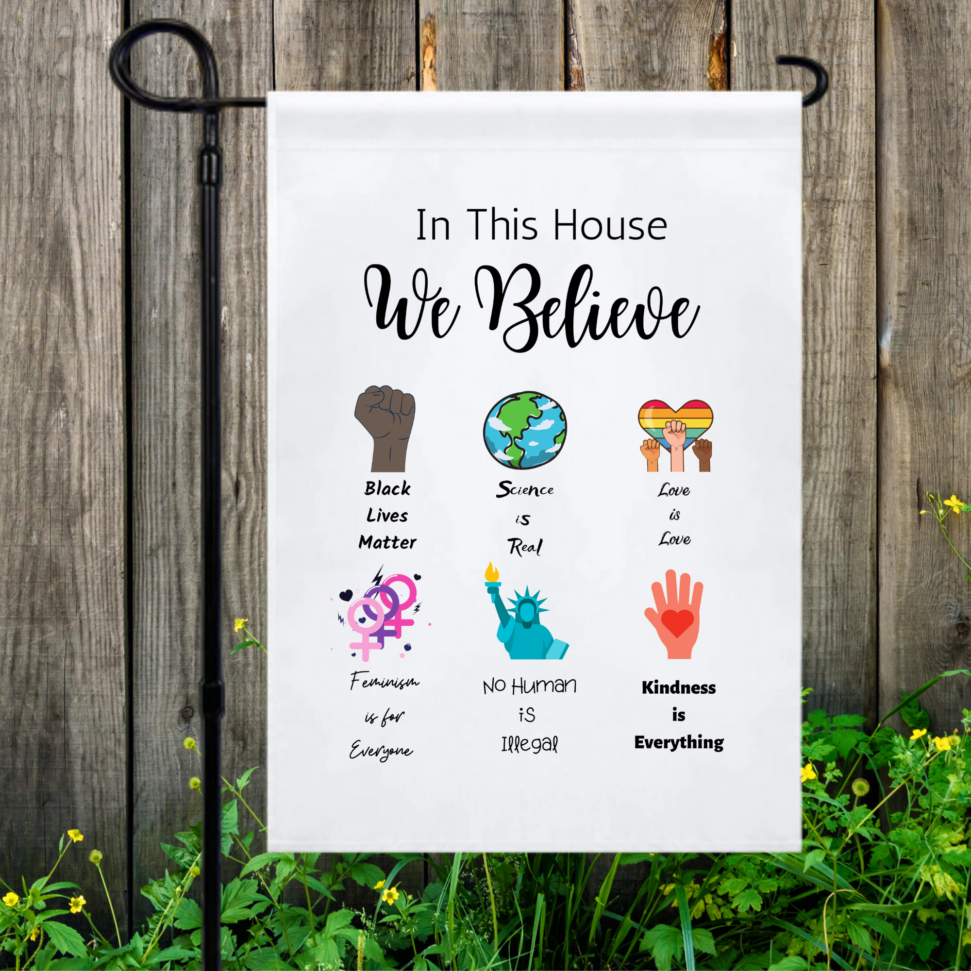 In This House Social Justice Garden Flag