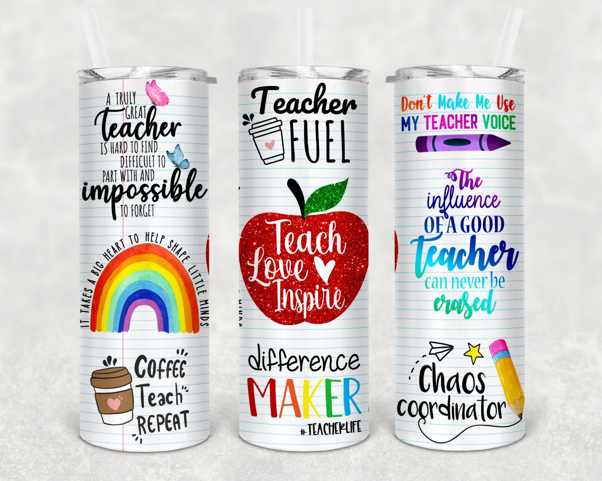 Teacher Lined Paper Collage 20 oz. Tumbler