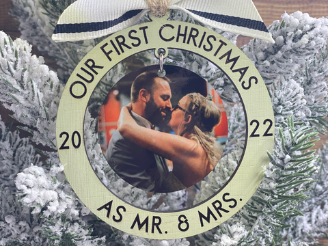 First Christmas as Mr. and Mrs. Wood Photo Ornament