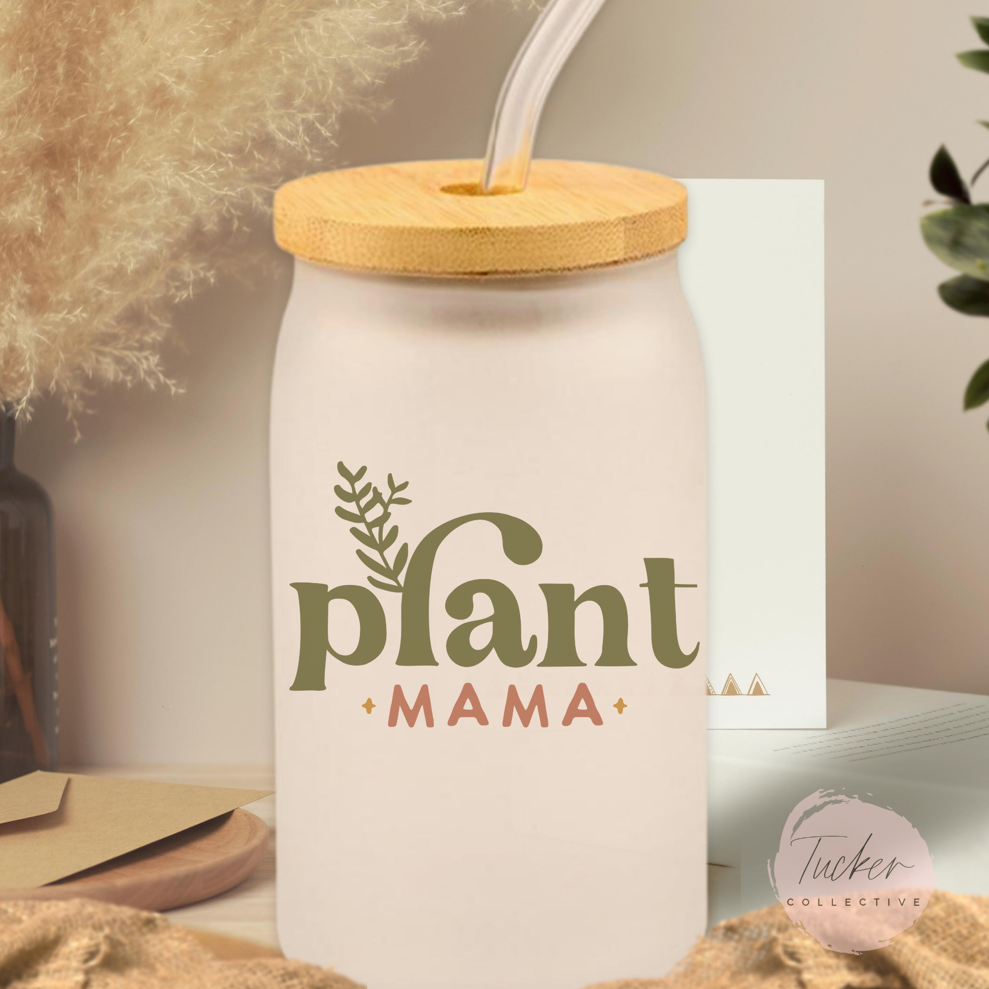 Plant Mama Frosted Can Glass