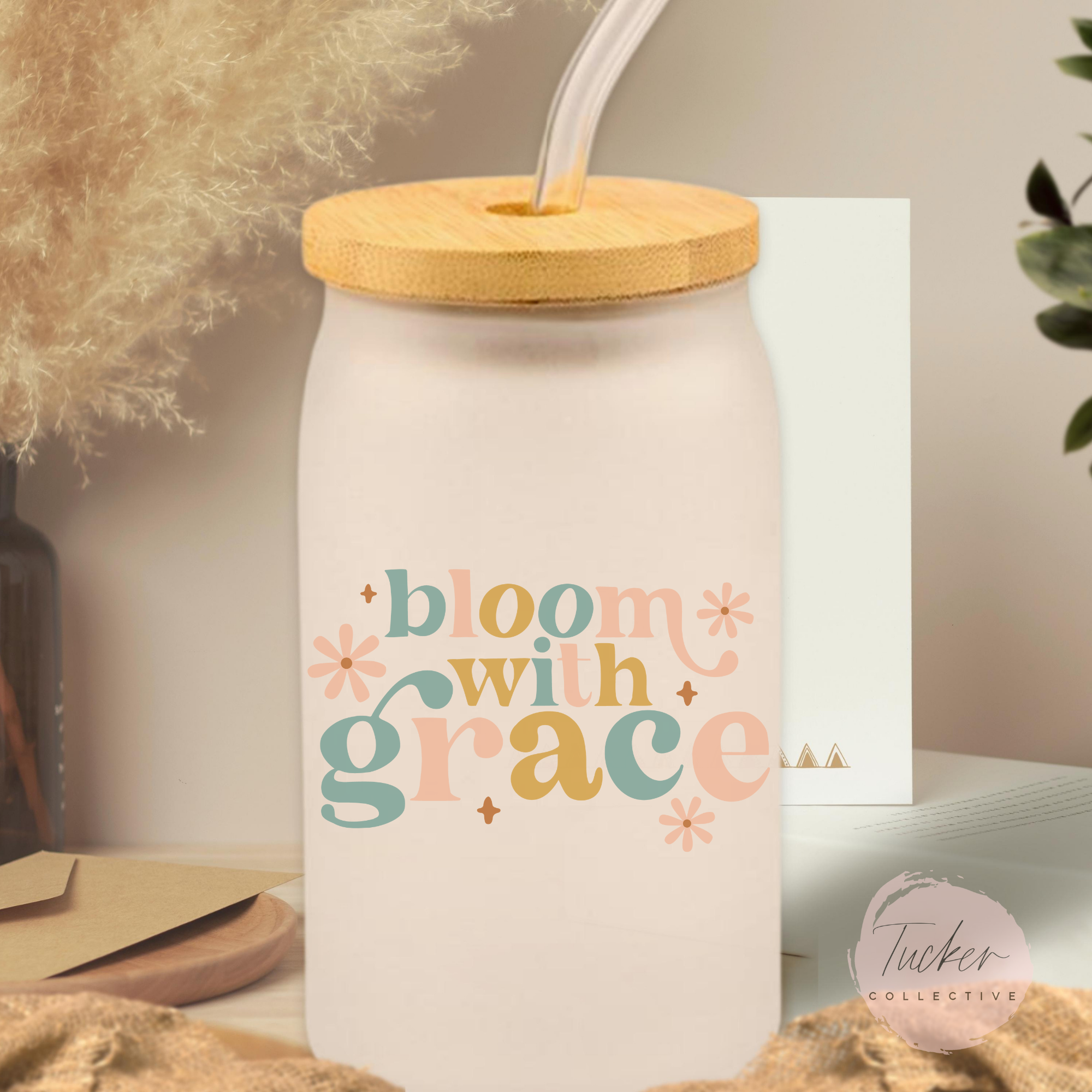 Bloom With Grace Frosted Can Glass